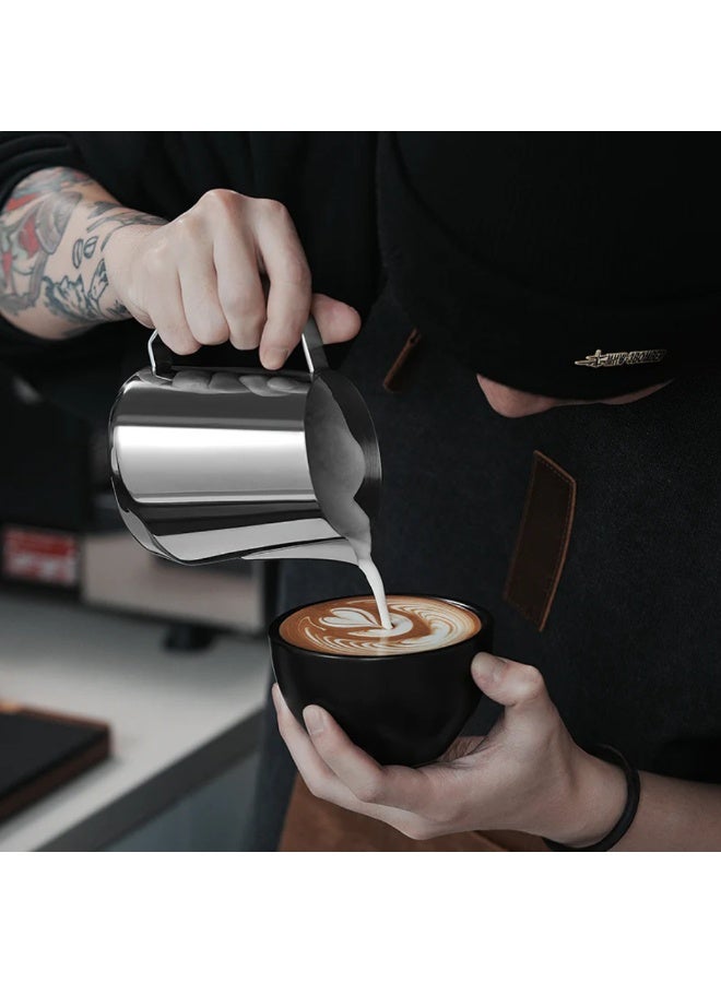 MHW-3BOMBER GT Milk Pitcher Matte Glossy Grey 400 ml - SUS304 Stainless Steel Latte Art Frothing Jug with U-Shape Spout, Diamond Handle & Tilted Base for Precision Pouring - Image 2